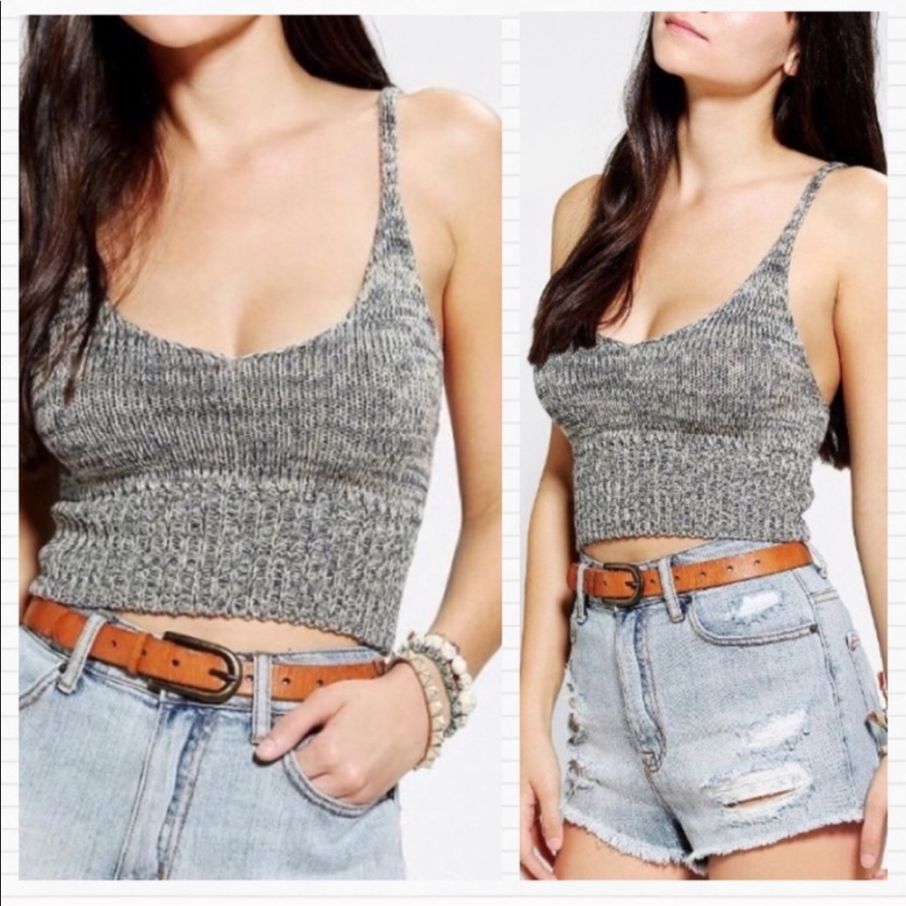 URBAN OUTFITTERS Gray Knit Sweater Bra Crop Top